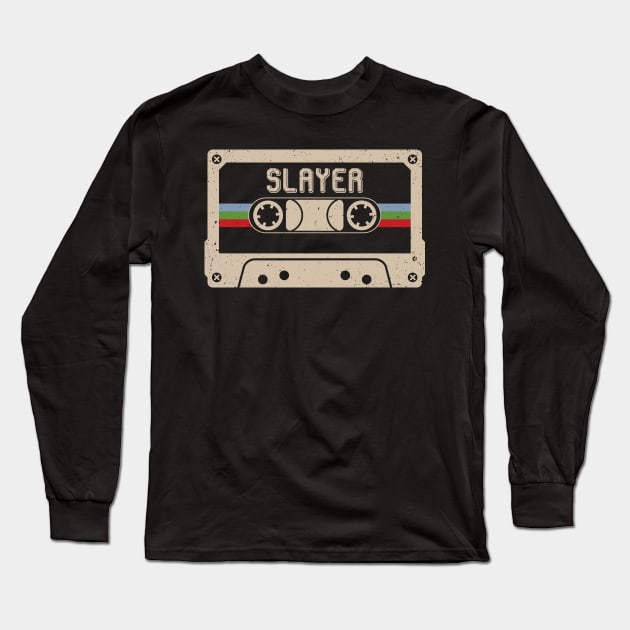 Personalized Slayer Name Birthday Vintage Cassette Tape Long Sleeve T-Shirt by Horton Cyborgrobot